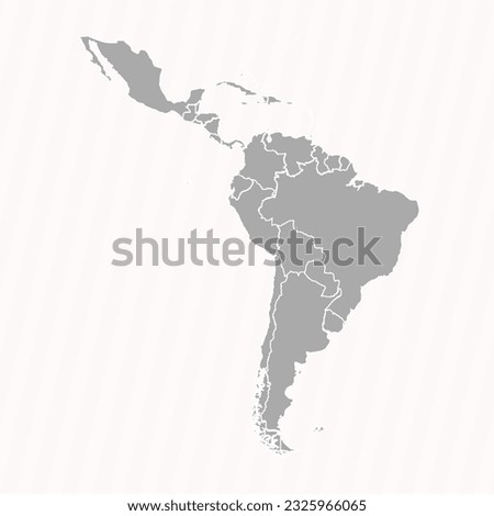 Detailed Map of Latin America With Countries, can be used for business designs, presentation designs or any suitable designs.