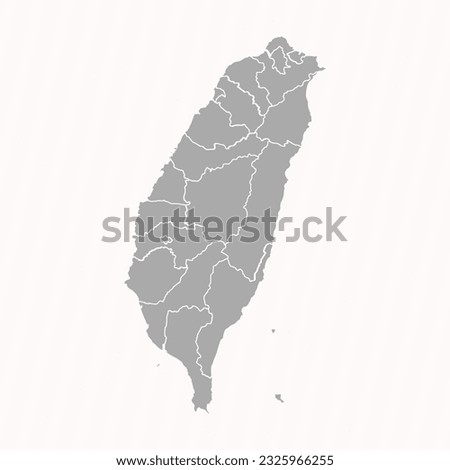 Detailed Map of Taiwan With States and Cities, can be used for business designs, presentation designs or any suitable designs.