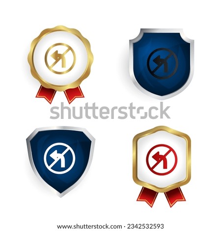 Abstract No Left Turn Badge and Label Collection, can be used for business designs, presentation designs or any suitable designs.