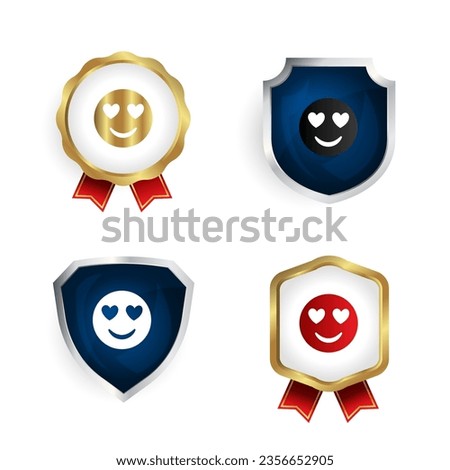 Abstract Modern Heart Eyes Emoji Badge and Label Collection, can be used for business designs, presentation designs or any suitable designs.