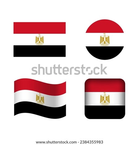 Vector Egypt National Flag Icons Set