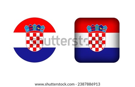 Flat Square and Circle Croatia Flag Icons