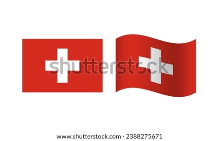 Rectangle and Wave Switzerland Flag Illustration