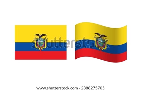 Rectangle and Wave Ecuador Flag Illustration