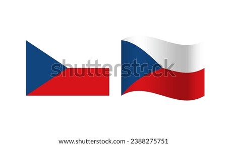 Rectangle and Wave Czech Republic Flag Illustration