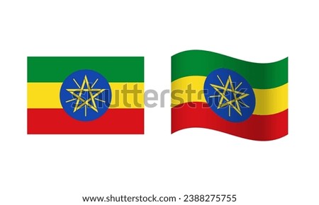 Rectangle and Wave Ethiopia Flag Illustration