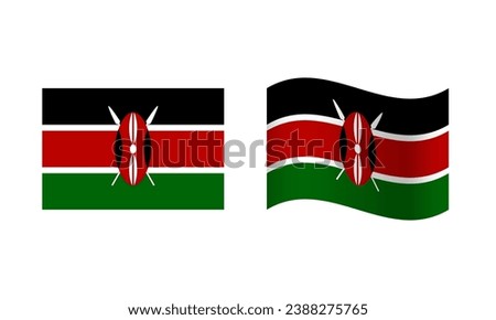 Rectangle and Wave Kenya Flag Illustration