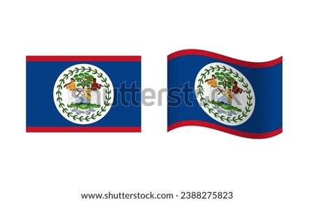 Rectangle and Wave Belize Flag Illustration