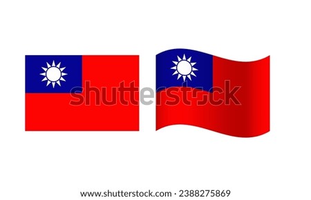 Rectangle and Wave Taiwan Flag Illustration