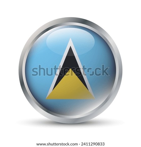 Saint Lucia Flag 3D Badge Illustration