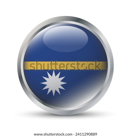 Nauru Flag 3D Badge Illustration