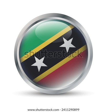 Saint kitts and Nevis Flag 3D Badge Illustration