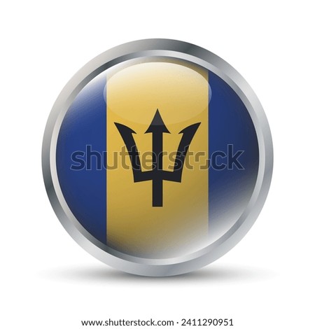 Barbados Flag 3D Badge Illustration