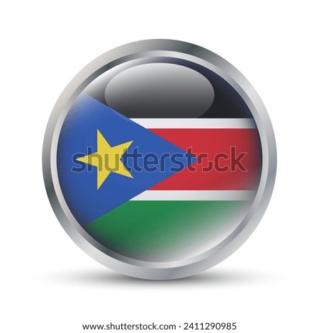South Sudan Flag 3D Badge Illustration