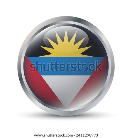 Antigua and Barbuda Flag 3D Badge Illustration