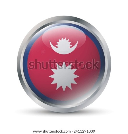 Nepal Flag 3D Badge Illustration
