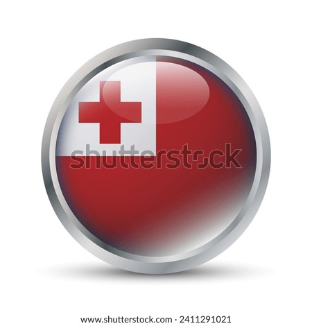 Tonga Flag 3D Badge Illustration
