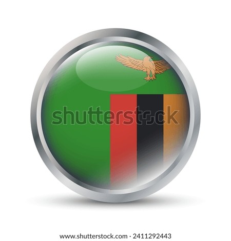 Zambia Flag 3D Badge Illustration