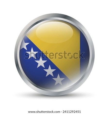 Bosnia and Herzegovina Flag 3D Badge Illustration