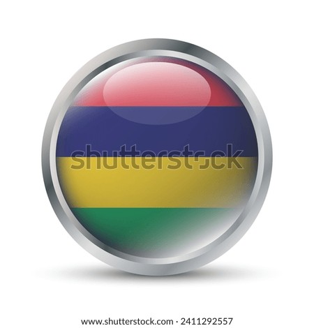 Mauritius Flag 3D Badge Illustration