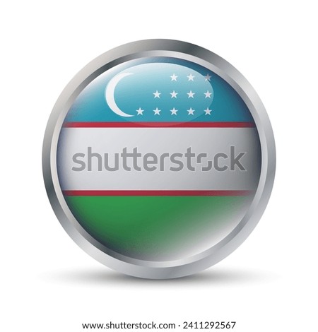 Uzbekistan Flag 3D Badge Illustration