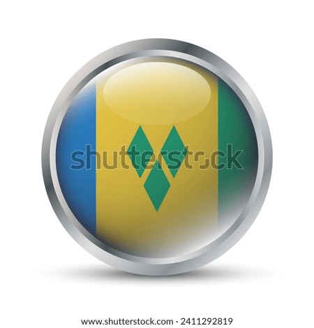 Saint Vincent and the Grenadines Flag 3D Badge Illustration