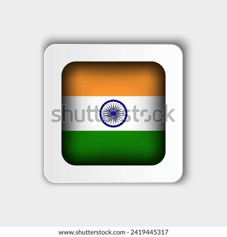 India Flag Button Flat Design