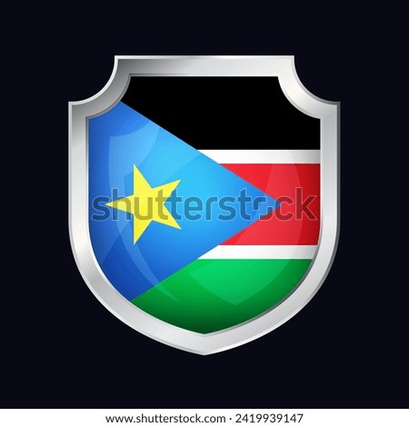 South Sudan Silver Shield Flag Icon