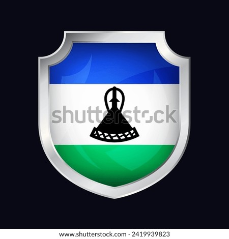 Lesotho Silver Shield Flag Icon