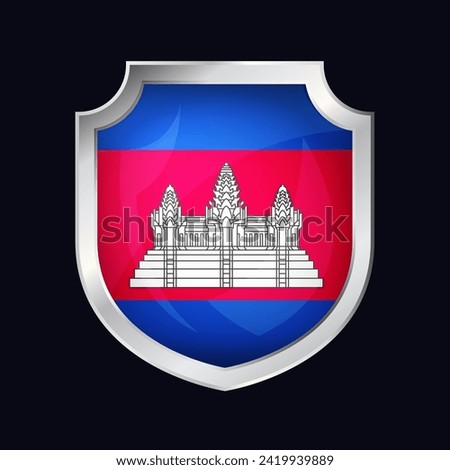 Cambodia Silver Shield Flag Icon