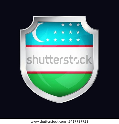 Uzbekistan Silver Shield Flag Icon