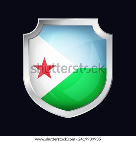Djibouti Silver Shield Flag Icon