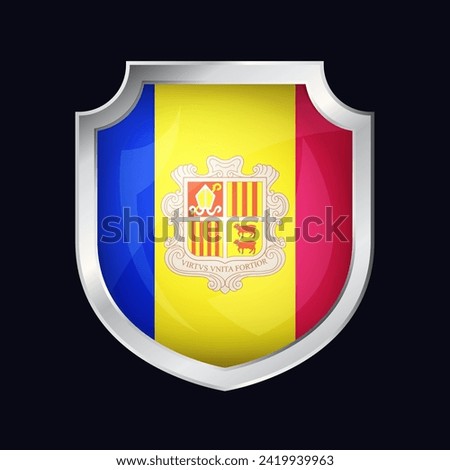 Andorra Silver Shield Flag Icon