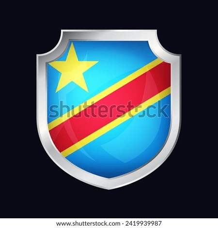 Democratic Republic of the Congo Silver Shield Flag Icon