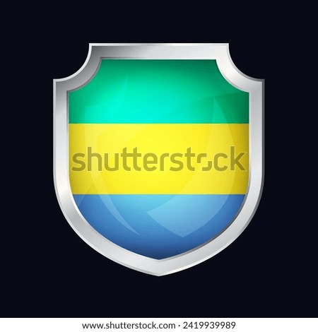 Gabon Silver Shield Flag Icon