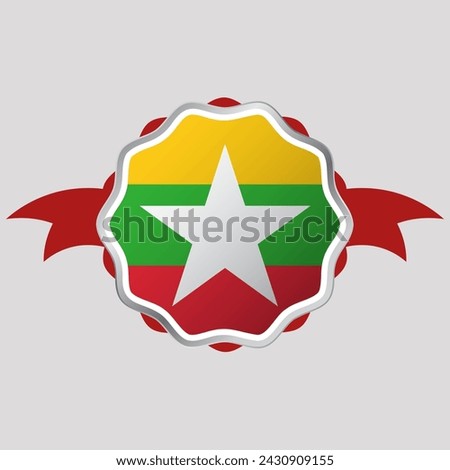 Creative Myanmar Flag Sticker Emblem
