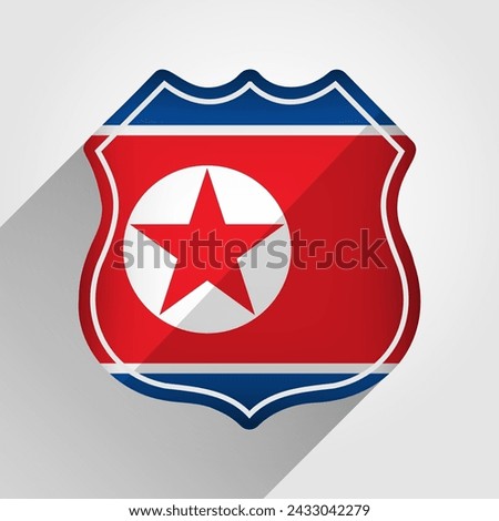 North Korea Flag Road Sign Illustration