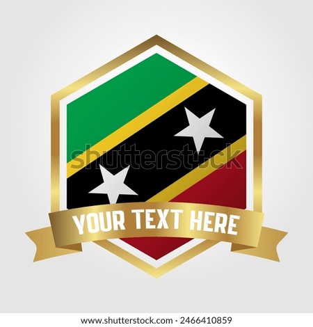 Golden Luxury Saint kitts and Nevis Label Vector Illustration