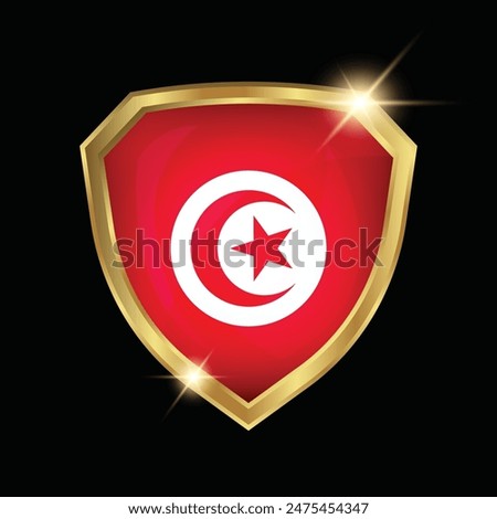 Tunisia Flag Golden Shield Logo