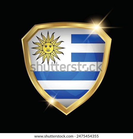 Uruguay Flag Golden Shield Logo