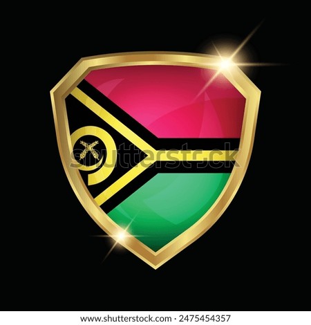 Vanuatu Flag Golden Shield Logo