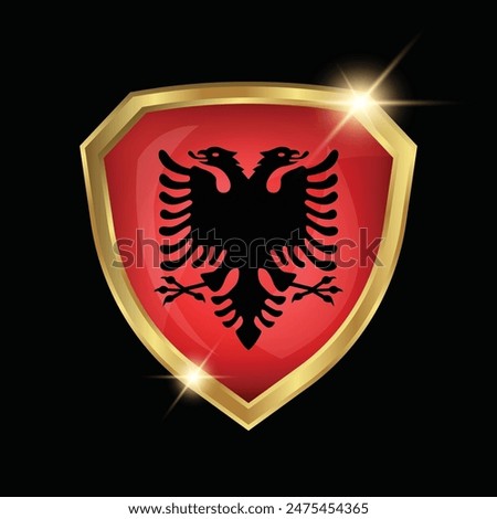 Albania Flag Golden Shield Logo