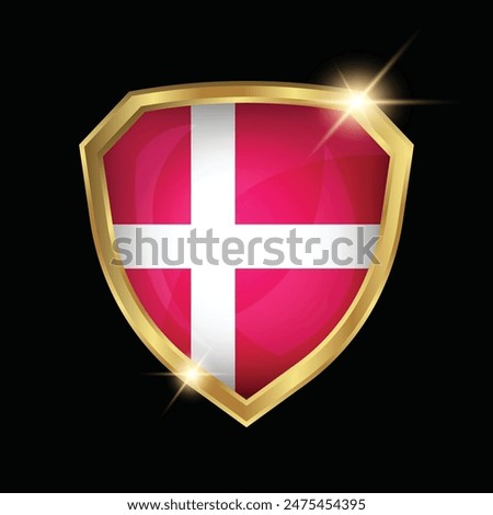 Denmark Flag Golden Shield Logo