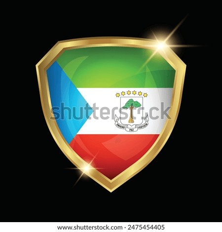 Equatorial Guinea Flag Golden Shield Logo