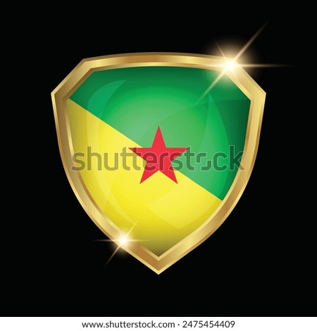 French Guiana Flag Golden Shield Logo
