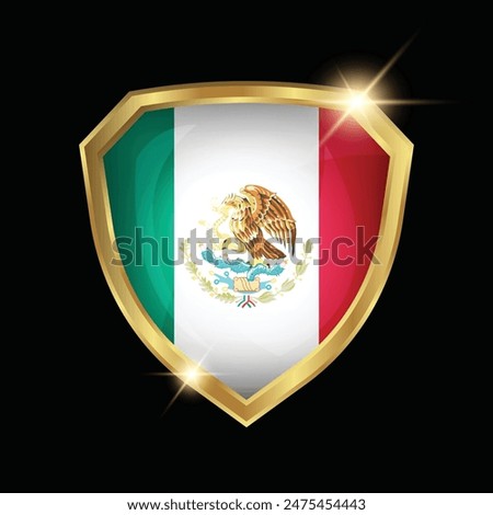 Mexico Flag Golden Shield Logo