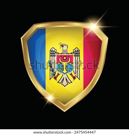 Moldova Flag Golden Shield Logo