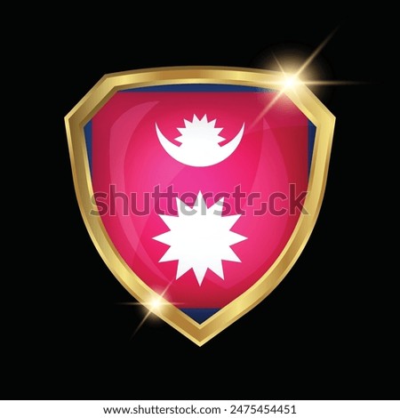 Nepal Flag Golden Shield Logo