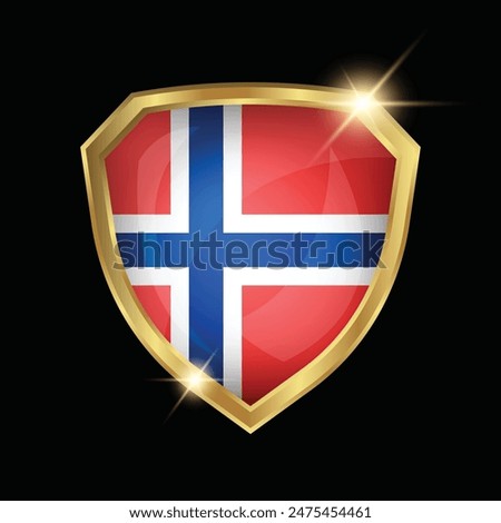 Norway Flag Golden Shield Logo