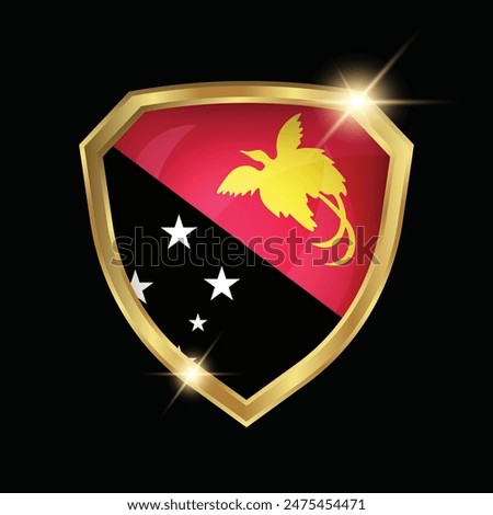 Papua New Guinea Flag Golden Shield Logo